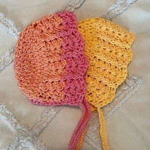 Crochet Cotton Summer Baby Bonnets NWT